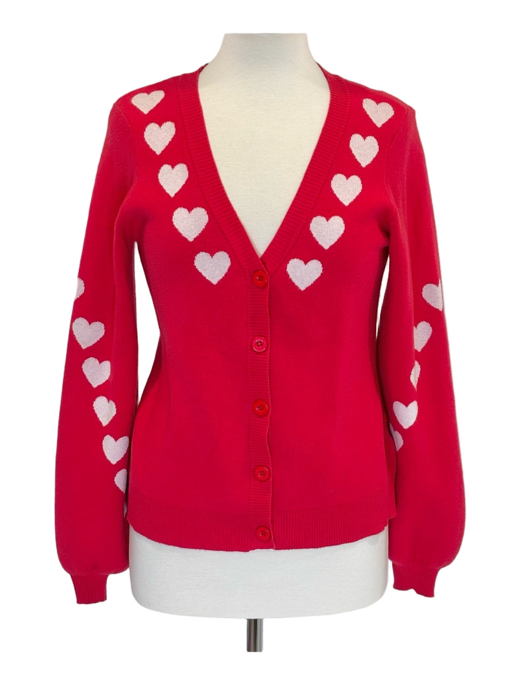 Kaily K red heart cardigan